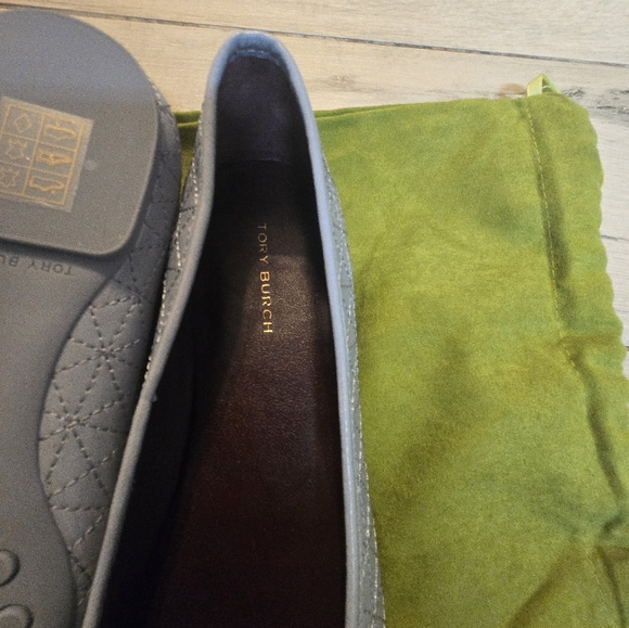 Tory Burch Claire Cap-Toe Quilted Ballet – Dew Blue/Gold/Silver – Size 7 - Picture 6 of 8